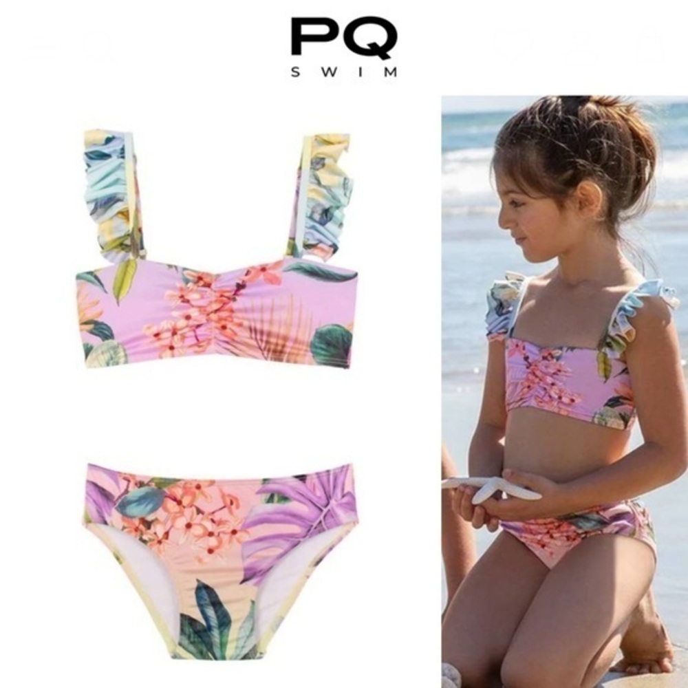 NEW PQ SWIM Girls Flutter Bikini Set in Oasis Floral 88$